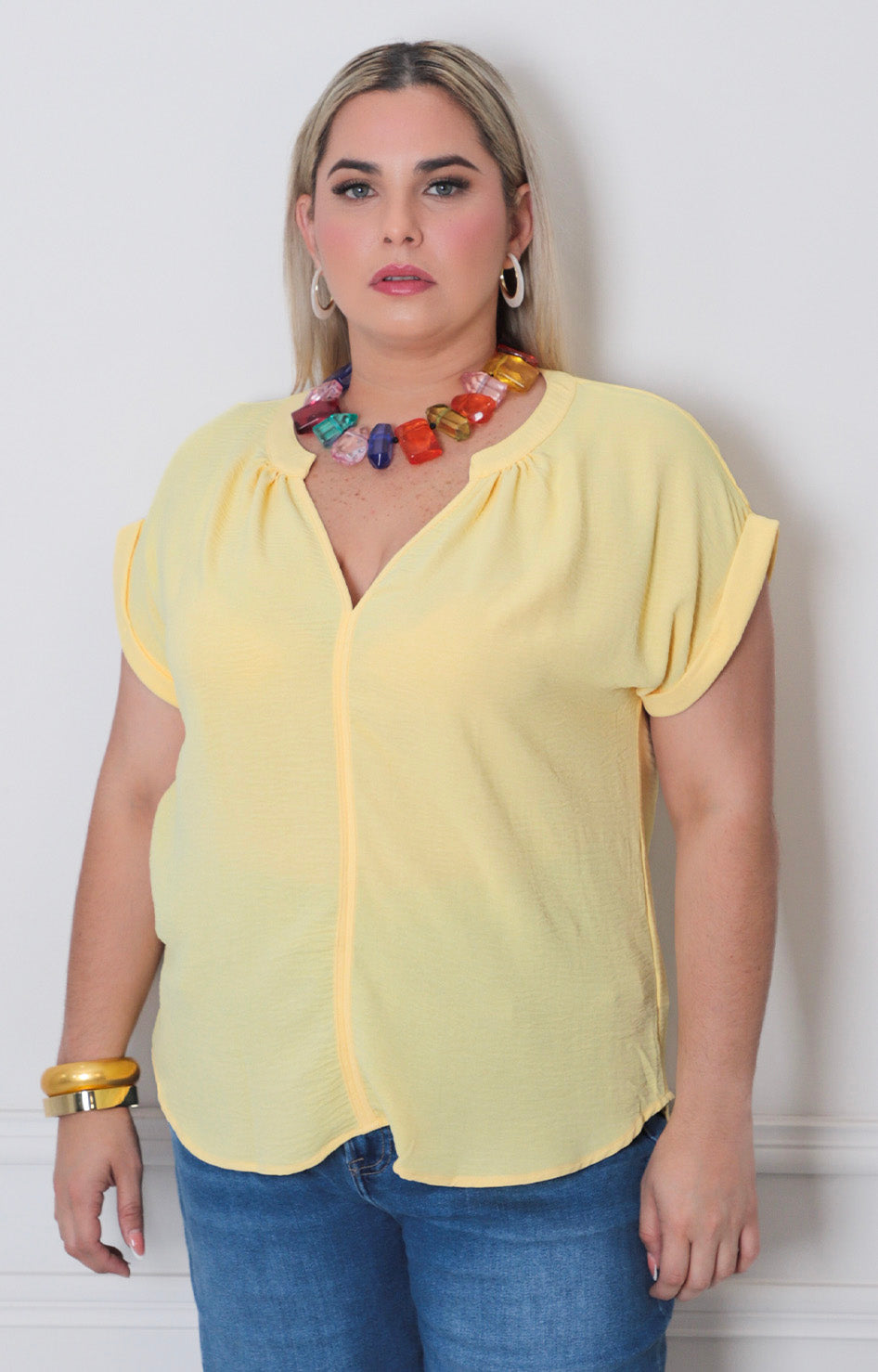 Blusa lisa con manga - BLUSAS CURVY Boutiquemirel 