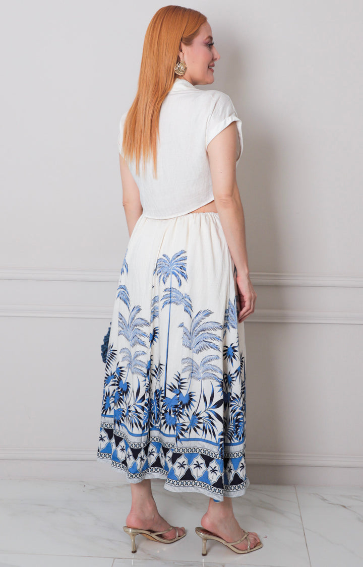Vestido beige con apertura y estampado - VESTIDO LARGO REGULAR Boutiquemirel 