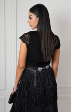 Blusa con encaje floral