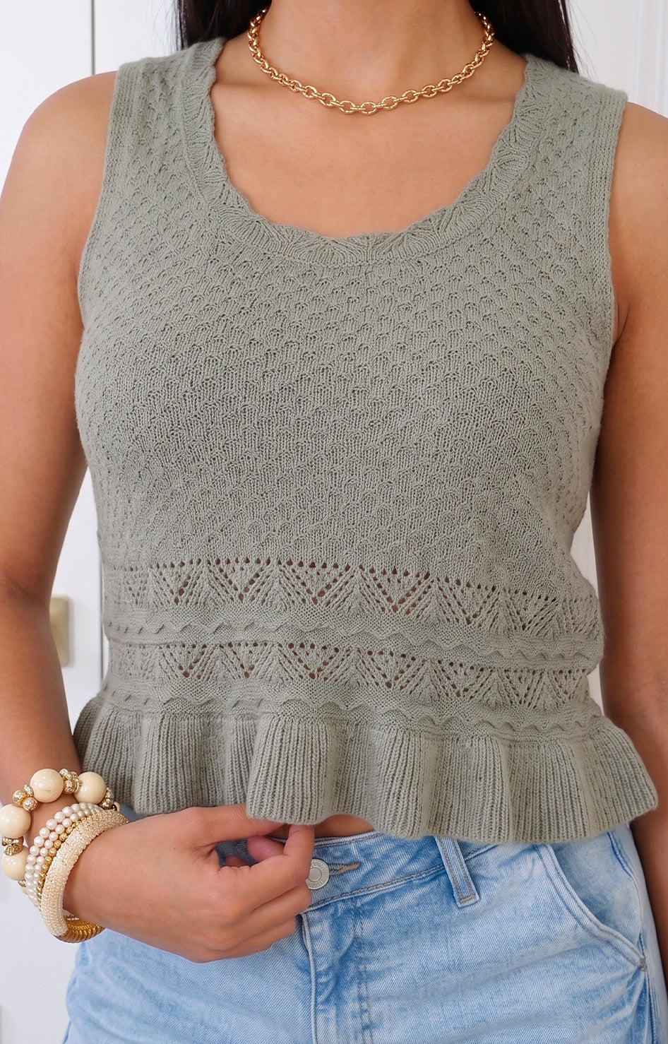 Blusa verde tejida