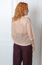 Blusa beige tejido calado estampado floral