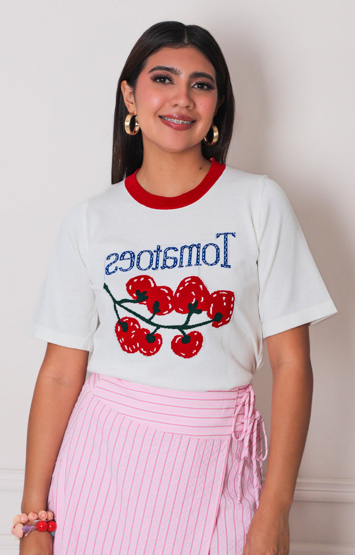Blusa blanca tomatoes - BLUSAS REGULAR Boutiquemirel 