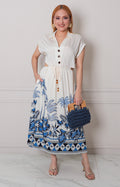Vestido beige con apertura y estampado - VESTIDO LARGO REGULAR Boutiquemirel 
