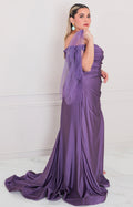 Vestido lila con moños y apertura - VESTIDO LARGO CURVY Boutiquemirel 