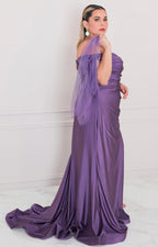 Vestido lila con moños y apertura - VESTIDO LARGO CURVY Boutiquemirel 