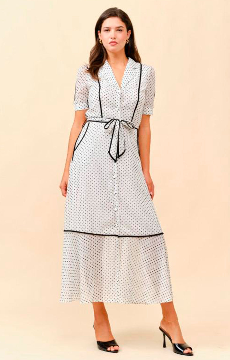 Vestido blanco polka dots - VESTIDO LARGO REGULAR Boutiquemirel 
