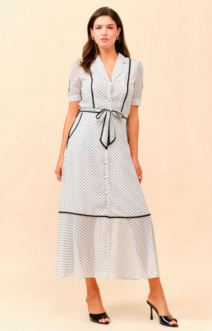 Vestido blanco polka dots - VESTIDO LARGO REGULAR Boutiquemirel 