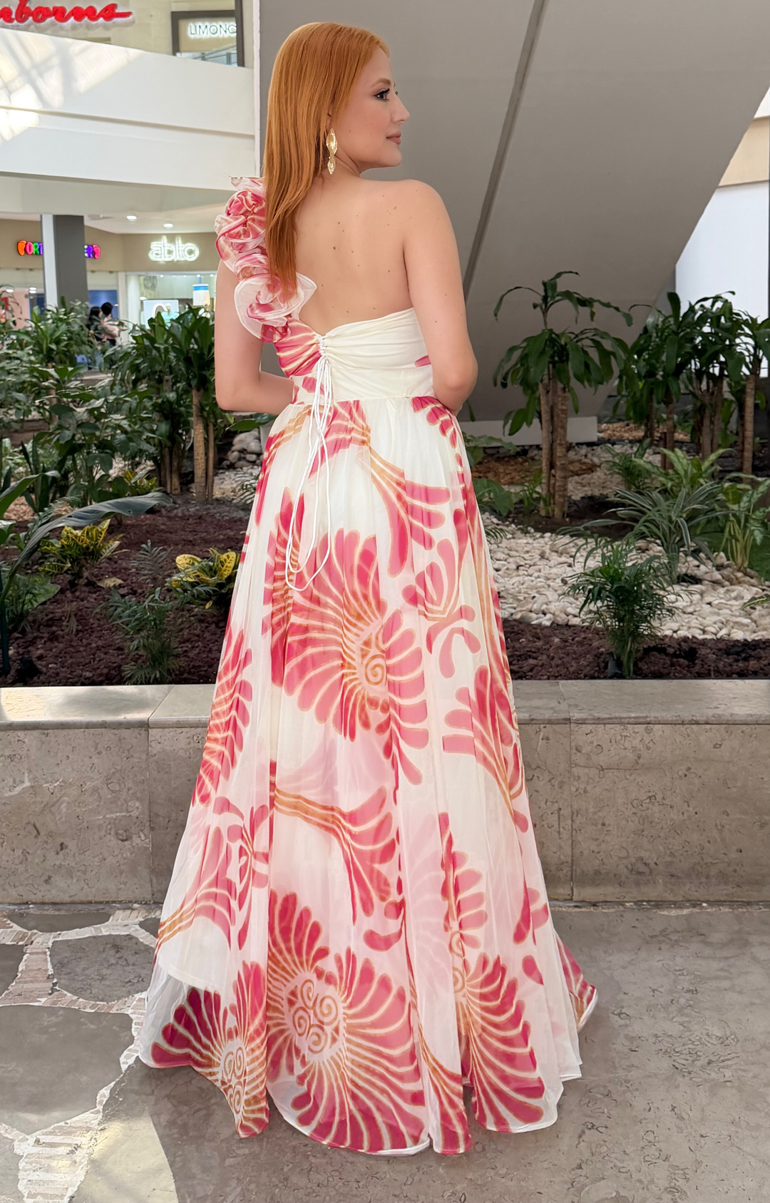 Vestido blanco estampado en rojo - VESTIDO LARGO REGULAR Boutiquemirel 