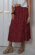 Falda vino con polka dots y cinturón