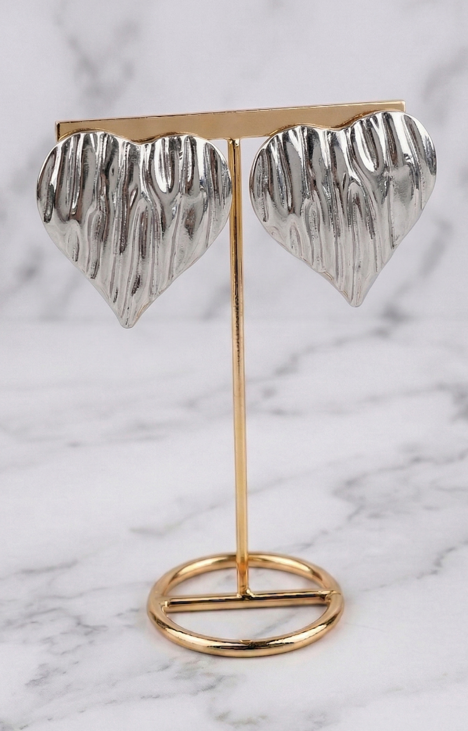 Aretes Corazón Plateado Texturizado - ARETE Boutiquemirel 