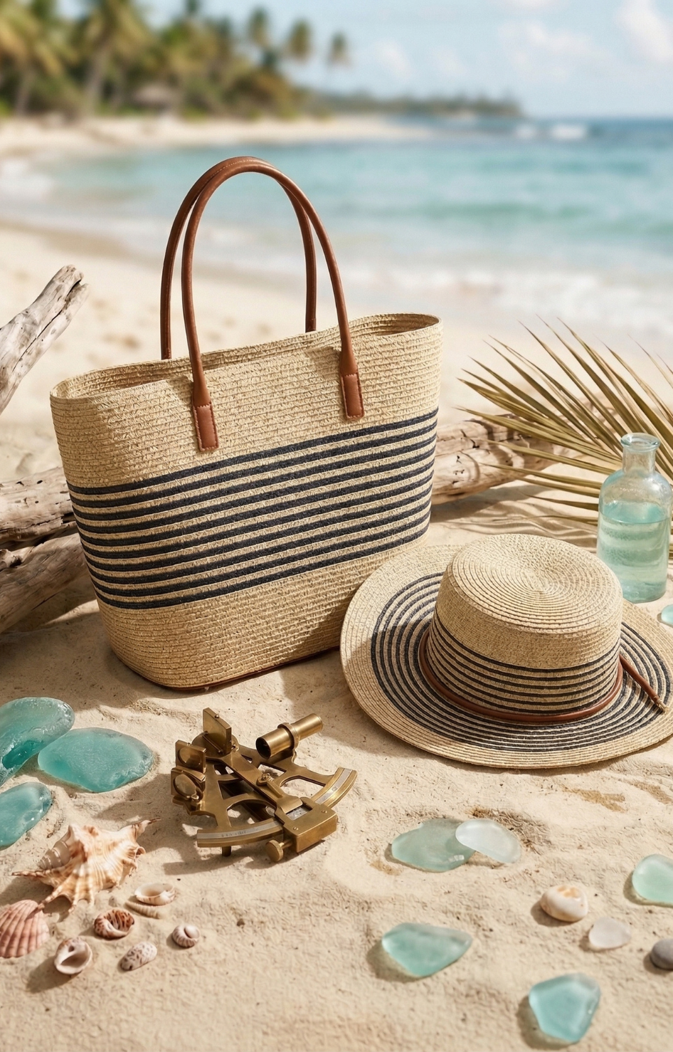 Set Bolsa de Playa y Sombrero de Paja a Rayas - BOLSAS Boutiquemirel 