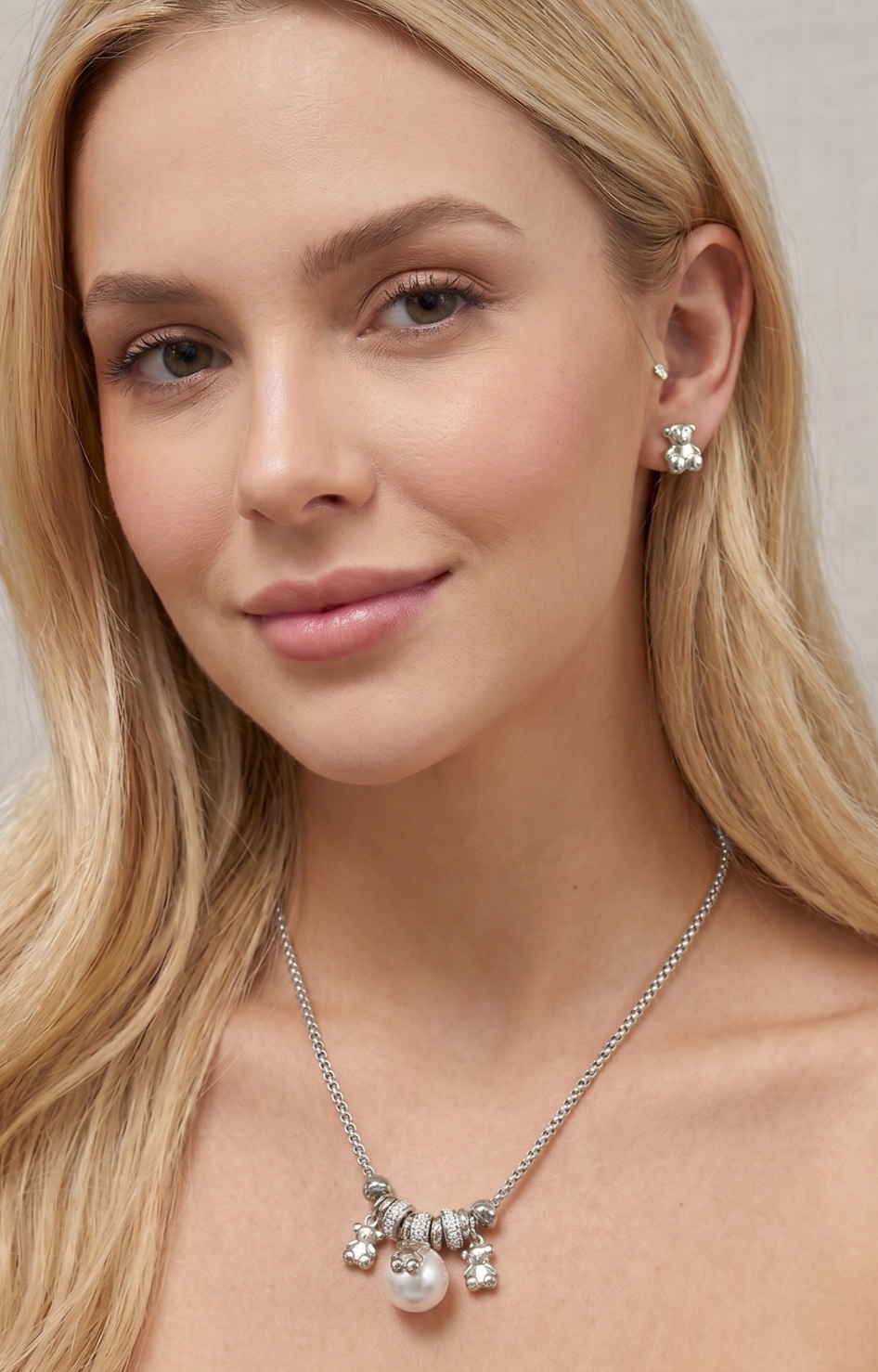 Collar con Perla y Dijes Plateados - SET COLLAR ACERO Boutiquemirel 