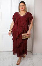 Vestido con lentejuela en escote