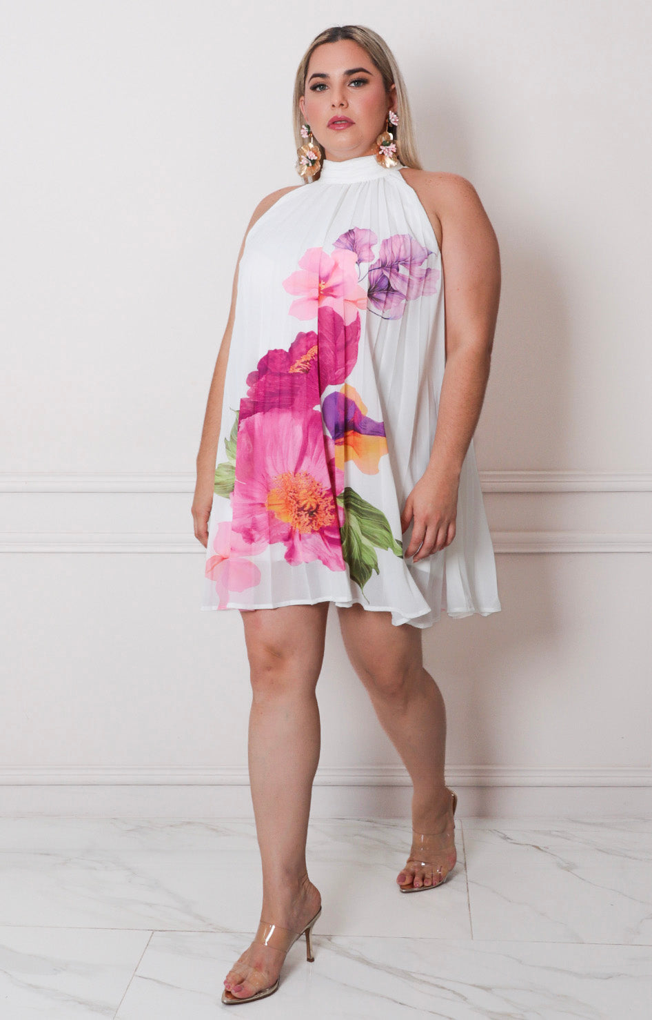 Vestido blanco plisado - VESTIDO CORTO CURVY Boutiquemirel 