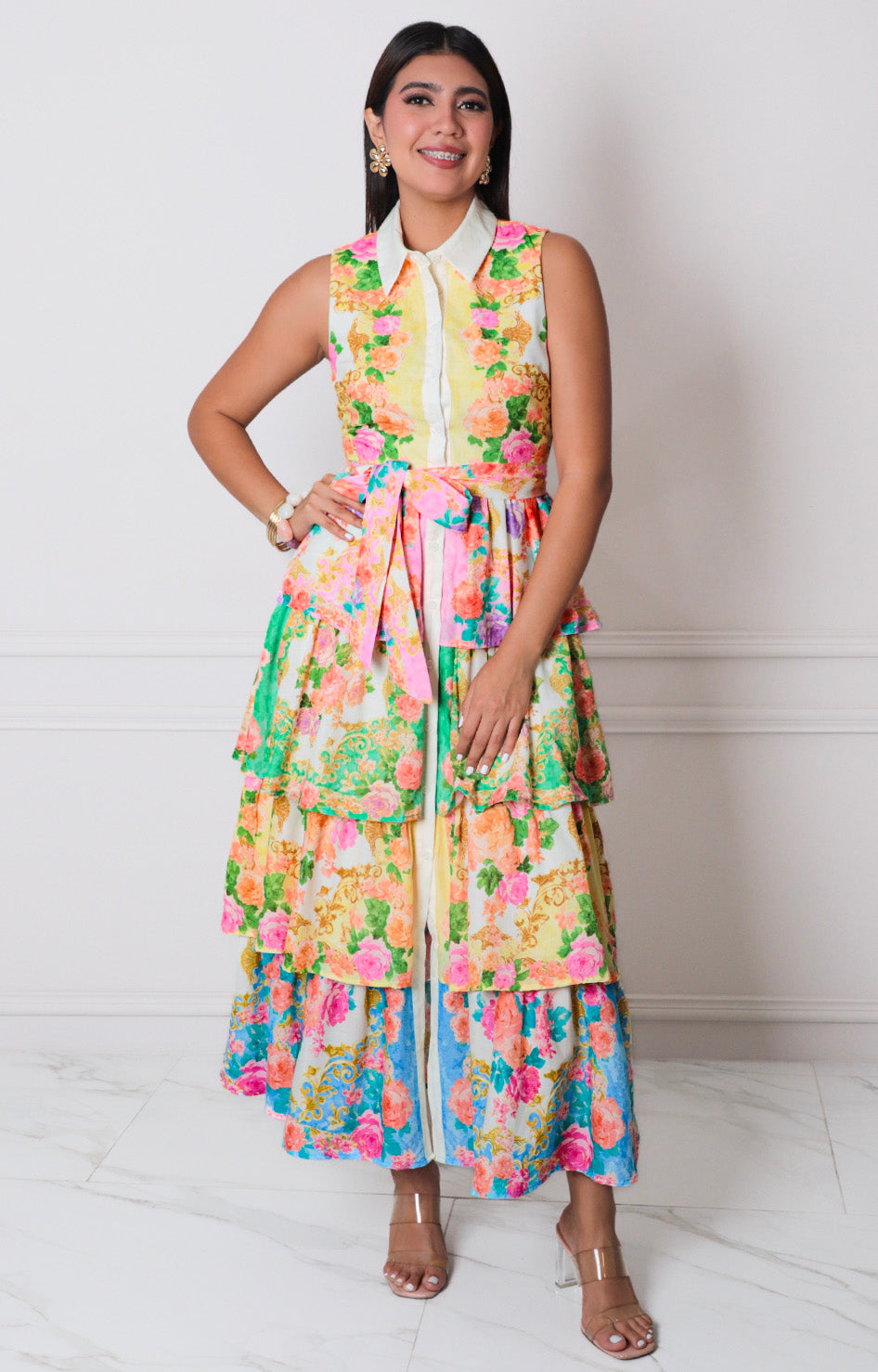 Vestido estampado con volantes - VESTIDO LARGO REGULAR Boutiquemirel 