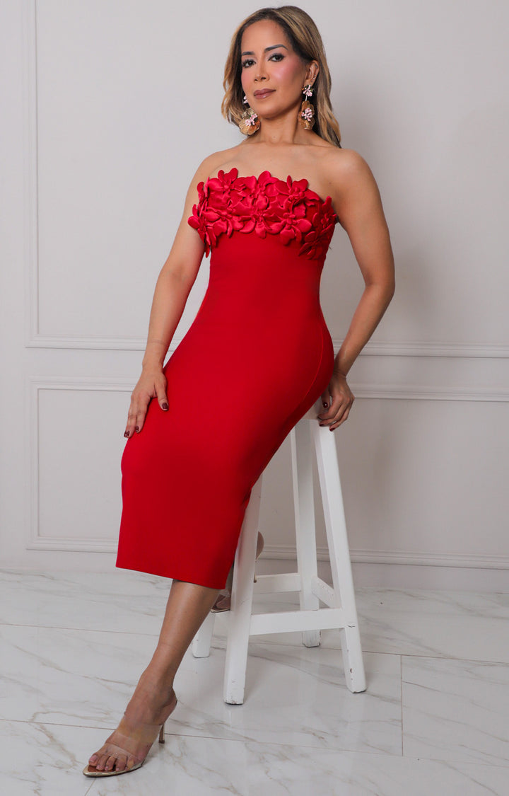Vestido bandeau con flores - VESTIDO CORTO REGULAR Boutiquemirel 