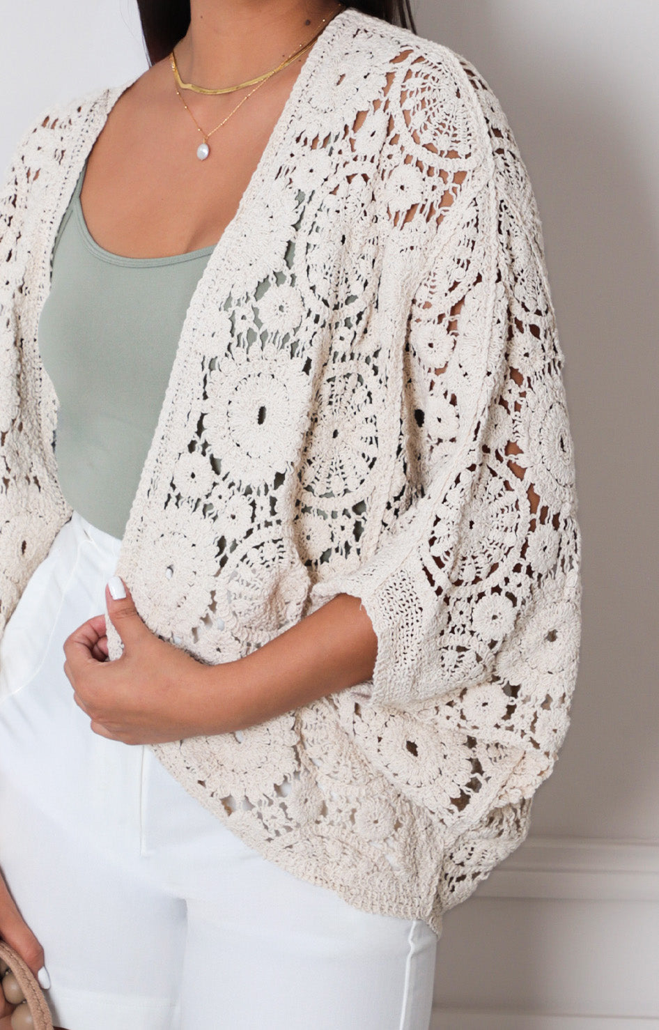 Kimono beige de crochet - SACOS REGULAR Boutiquemirel 