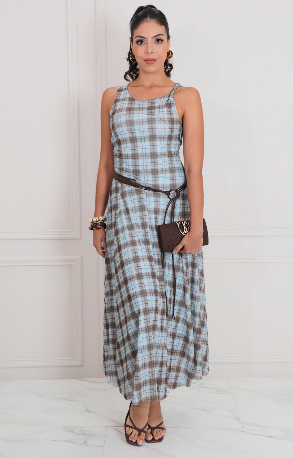 Vestido estampado con lazo