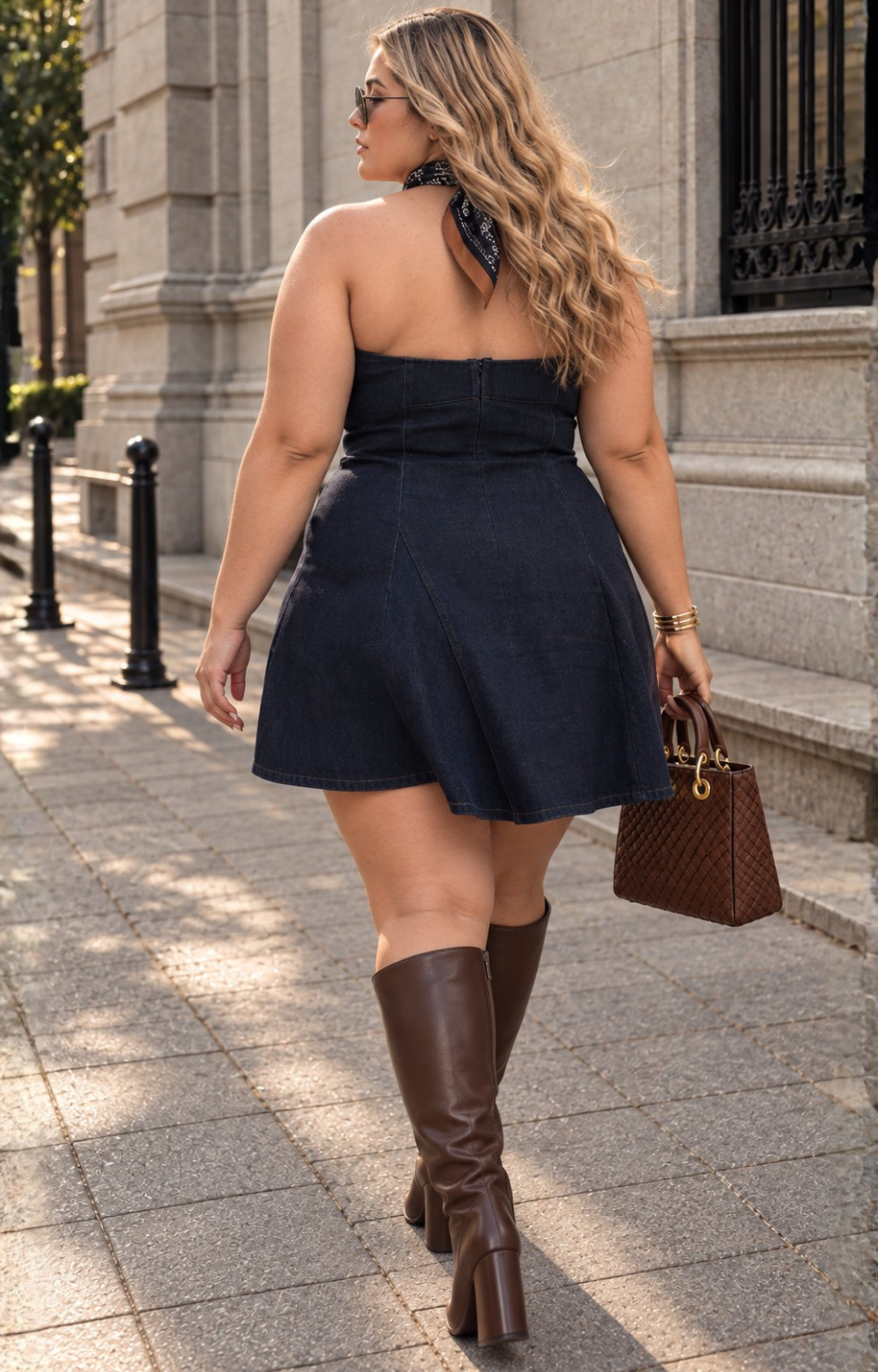 Vestido strapless de mezclilla