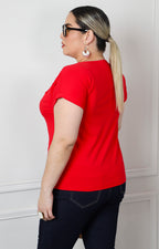 Blusa roja con encaje