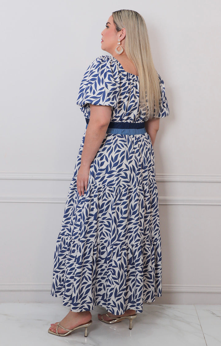 Vestido azul rey estampado - VESTIDO LARGO CURVY Boutiquemirel 