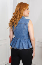 Blusa peplum de mezclilla