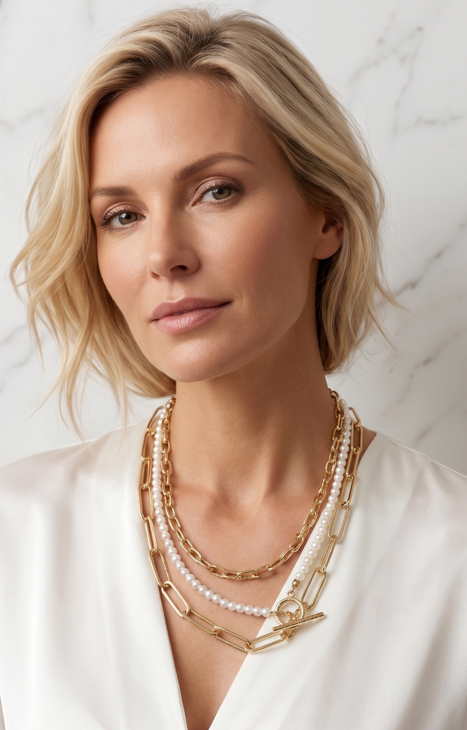 Collar Triple Cadenas con Perlas - COLLARES Boutiquemirel 
