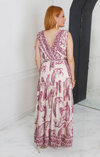 Vestido magenta estampado