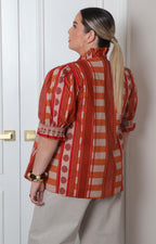 Blusa estampada geométrico con mangas globo