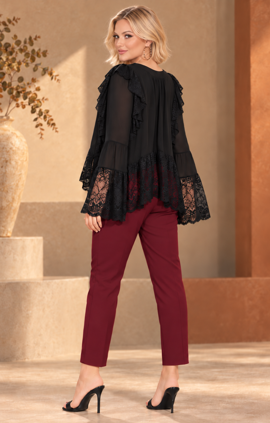 Blusa negra con lazos