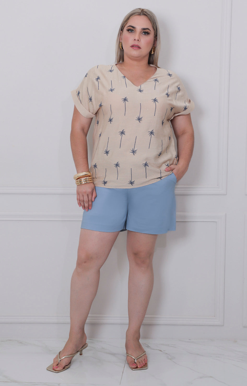 Blusa estampada con mangas - BLUSAS CURVY Boutiquemirel 