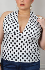 Blusa halter de puntos blanca