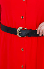 Vestido camisero midi con cinturón