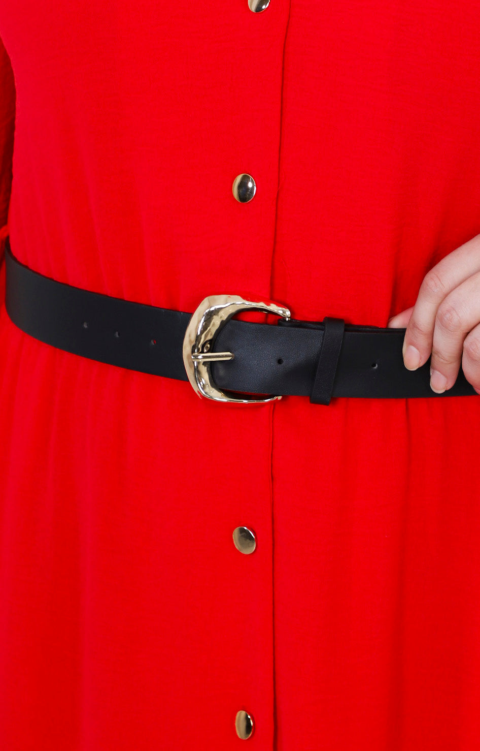 Vestido camisero midi con cinturón