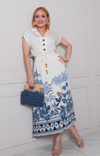 Vestido beige con apertura y estampado - VESTIDO LARGO REGULAR Boutiquemirel 