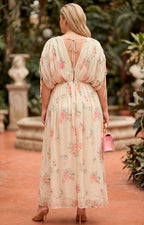 Vestido con estampado floral y escote en V - VESTIDO LARGO CURVY Boutiquemirel 