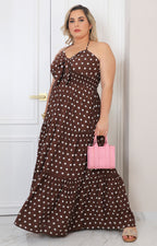 Vestido café polka dots