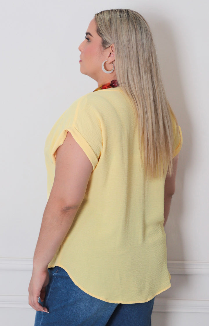 Blusa lisa con manga - BLUSAS CURVY Boutiquemirel 