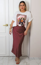 Falda satinada con polka dots