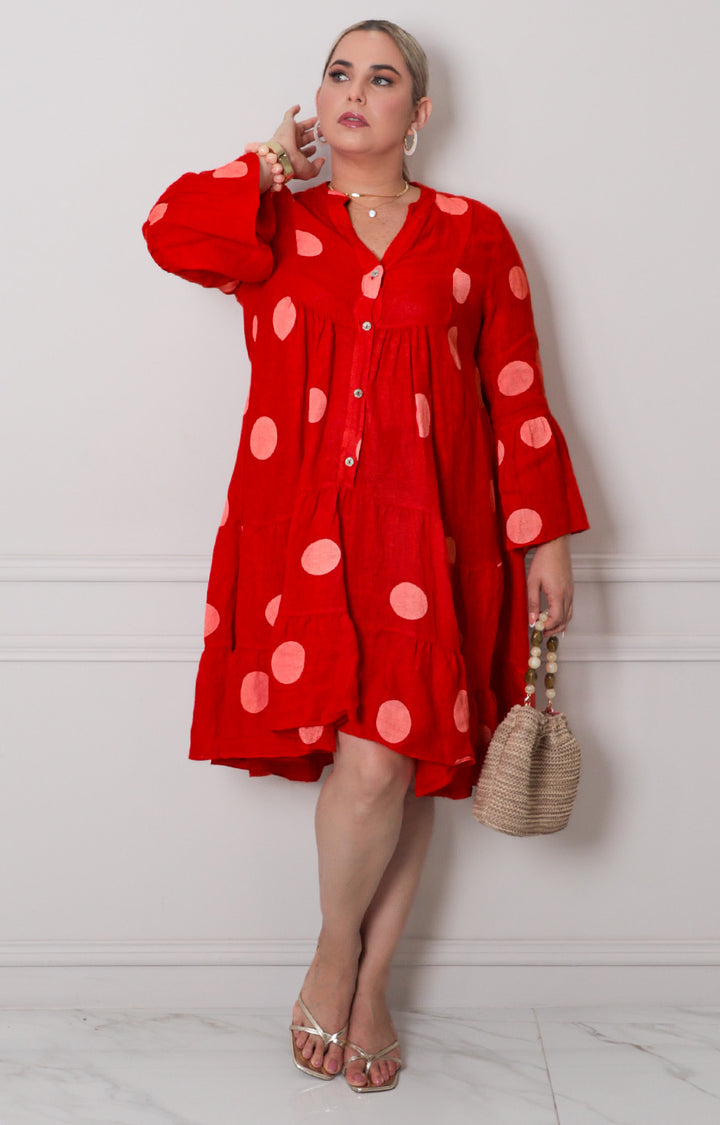Vestido rojo estampado - VESTIDO CORTO CURVY Boutiquemirel 