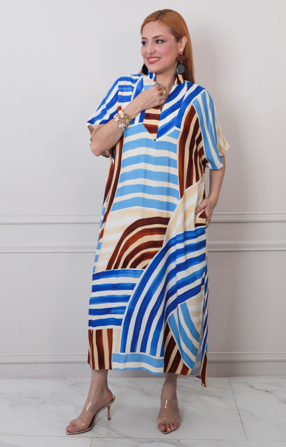 V*4-26*ENTRO*D30402*AZUL ESTAMPADO - VESTIDO LARGO REGULAR Boutiquemirel 
