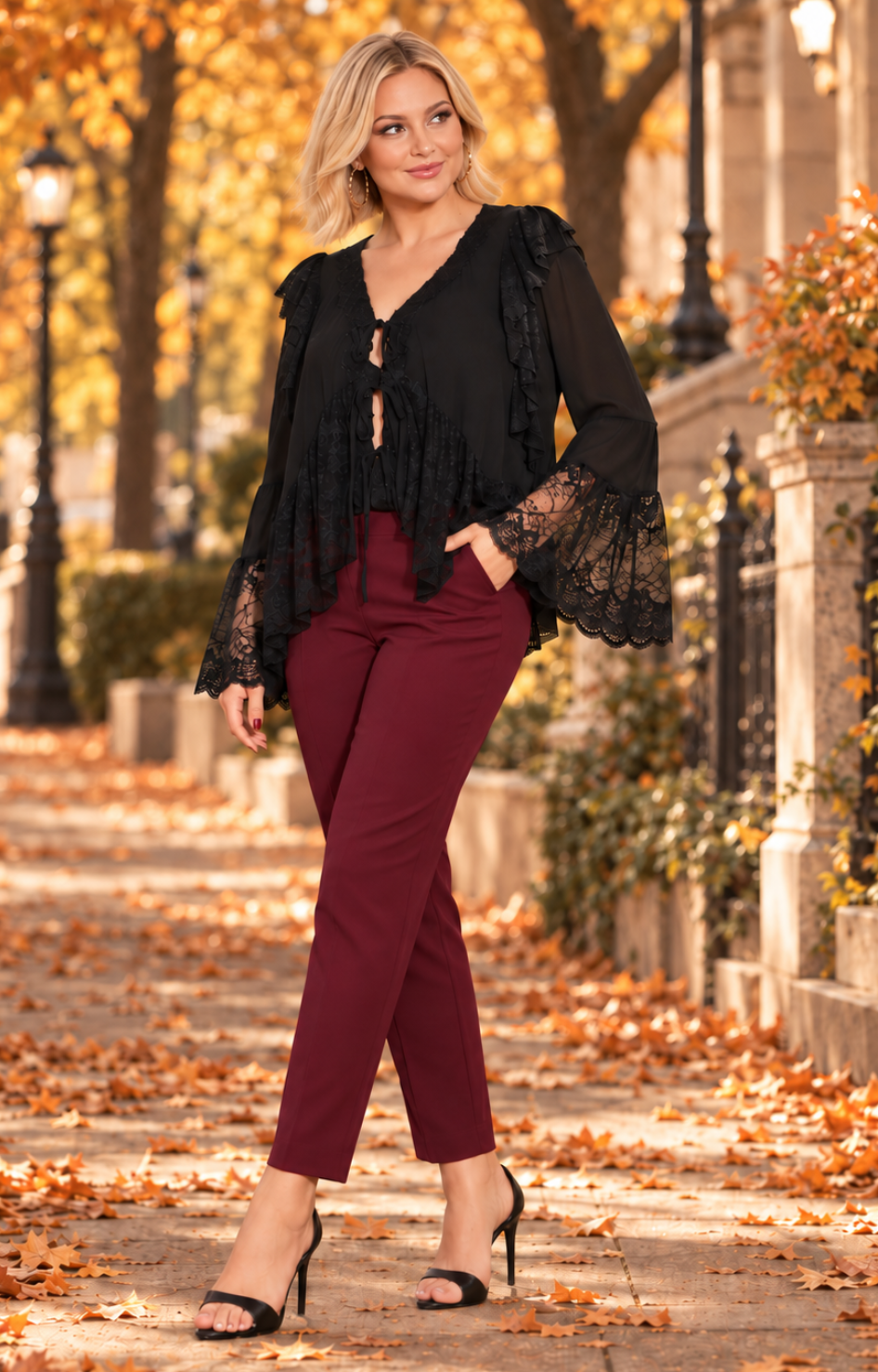 Blusa negra con lazos