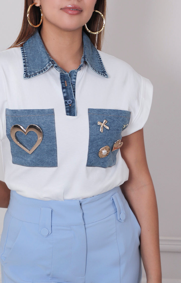 Blusa amarilla con detalle de bolsas - BLUSAS REGULAR Boutiquemirel 