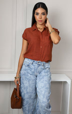 Blusa camisera café