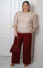 Blusa de guipur con mangas 3/4