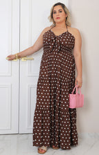 Vestido café polka dots