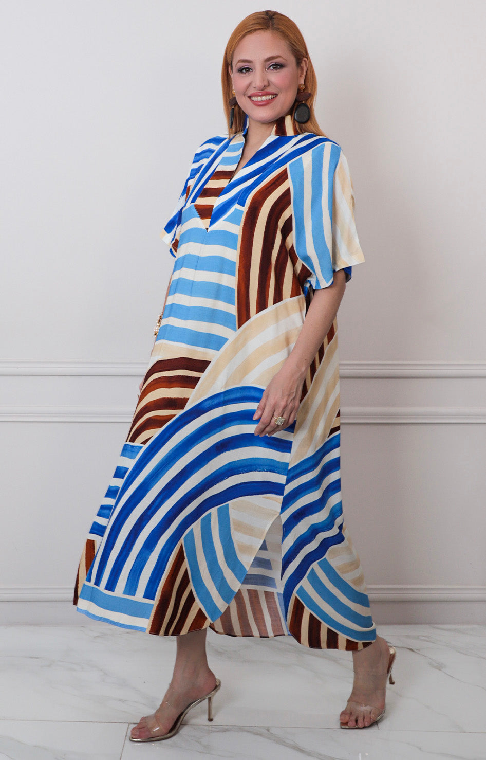 V*4-26*ENTRO*D30402*AZUL ESTAMPADO - VESTIDO LARGO REGULAR Boutiquemirel 