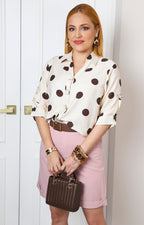 Blusa camisera con estampado polka dot