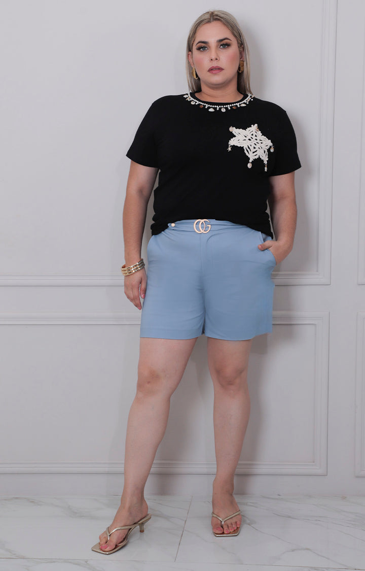 Short con hebilla dorada - SHORT CURVY Boutiquemirel 