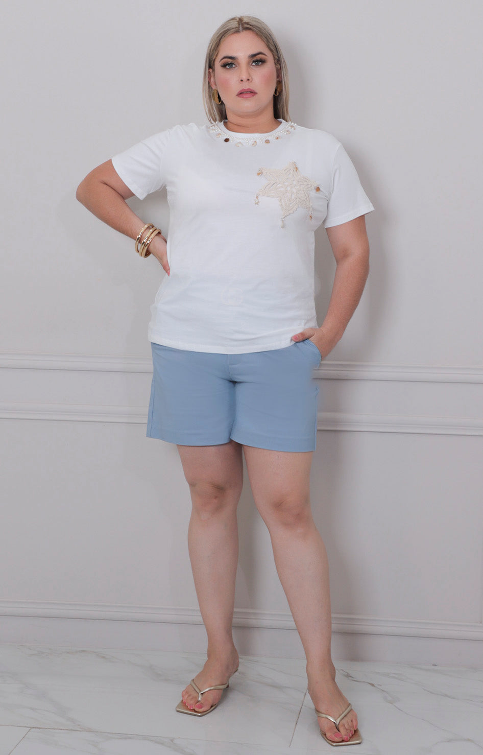 Blusa blanca con bordado - BLUSA CURVY Boutiquemirel 